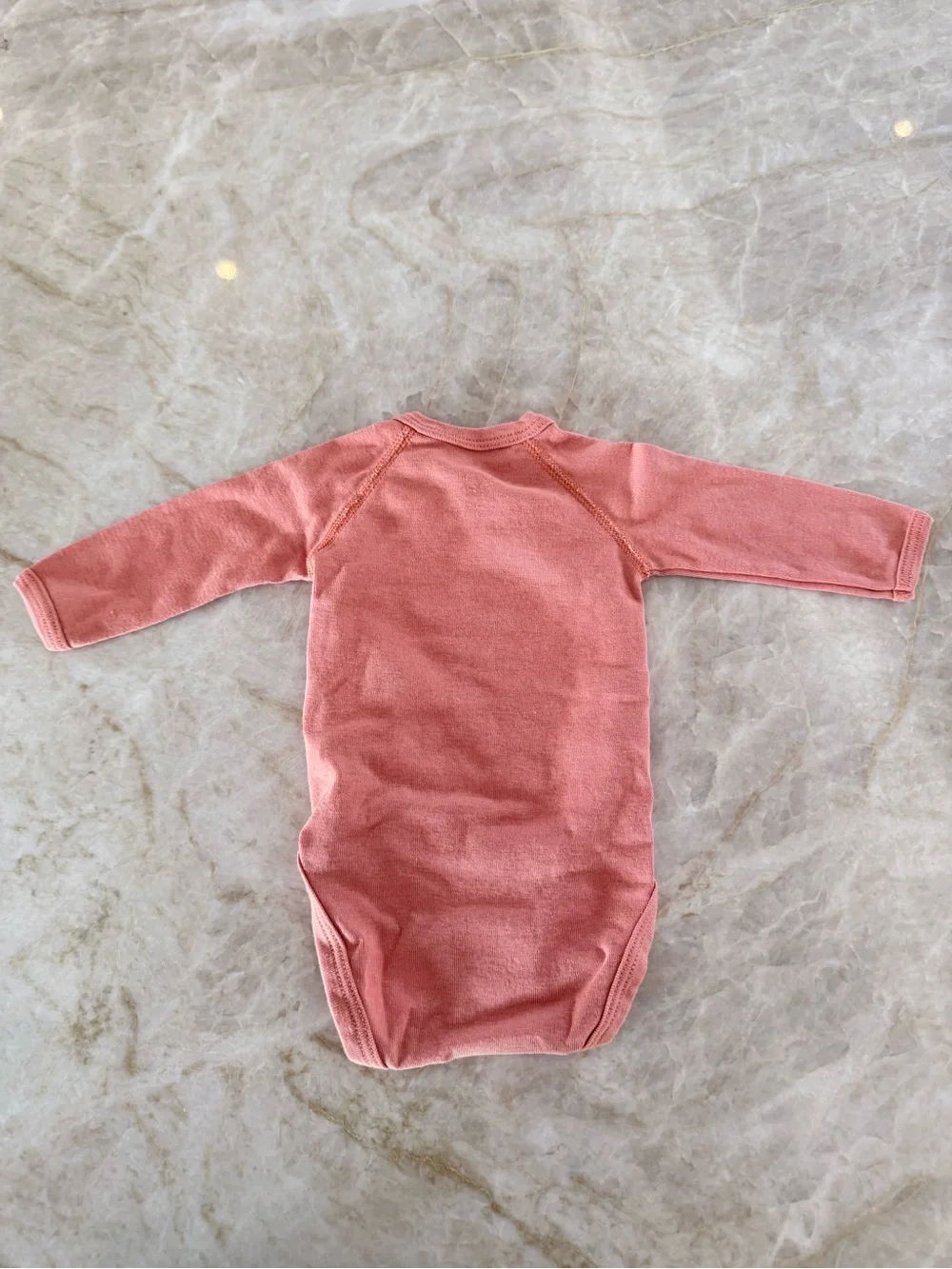 Long-Sleeve Orange Wrap-Front Baby Onesie